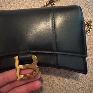 Balenciaga Black Shoulder Bag with Gold Chain